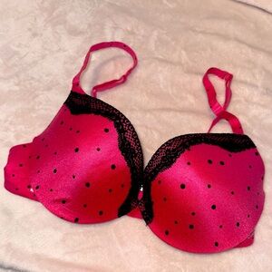 Pink and Black Polka Dot Bra